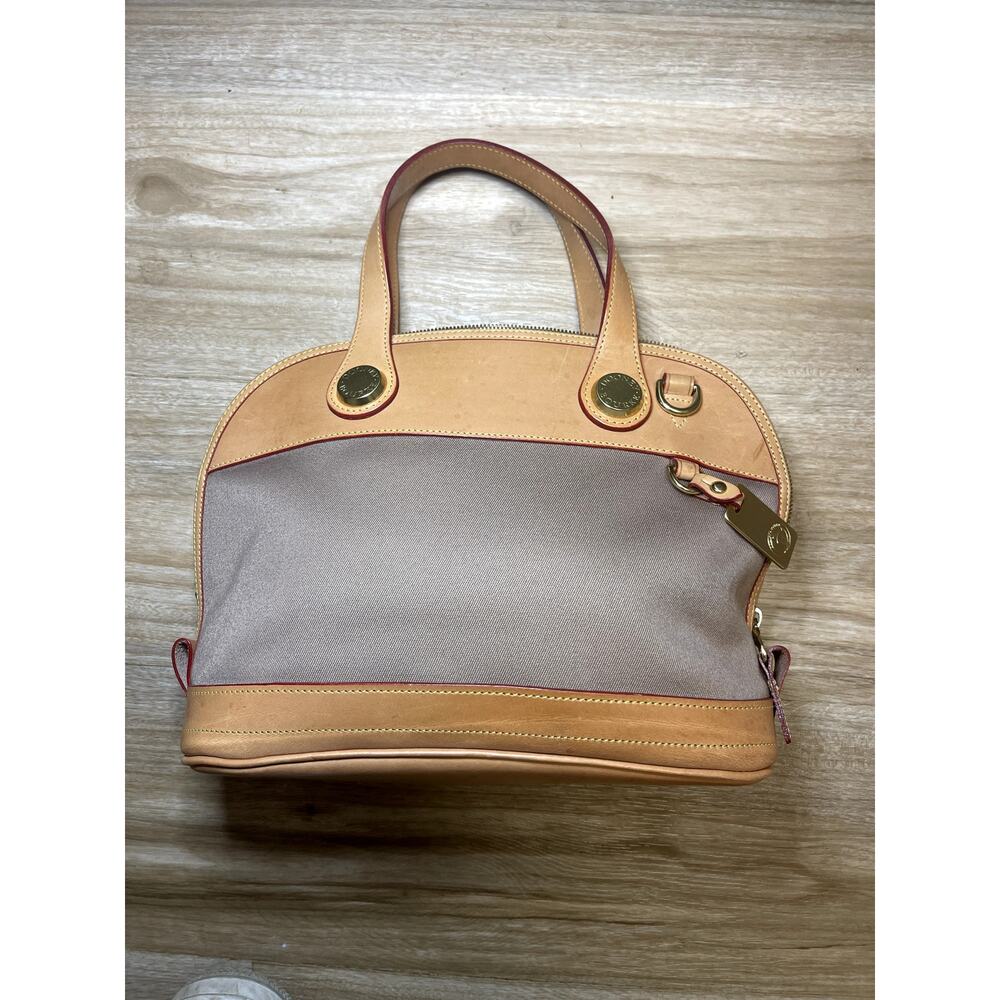 Vintage Dooney & Bourke C301 Cabriolet Zip-Zip Satchel Canvas & Leather